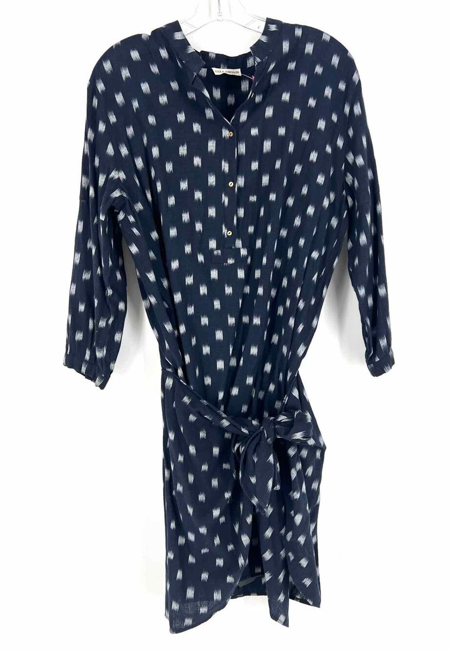 Ulla Johnson Size 8 Navy/White Print Bow(s) Designer Dress